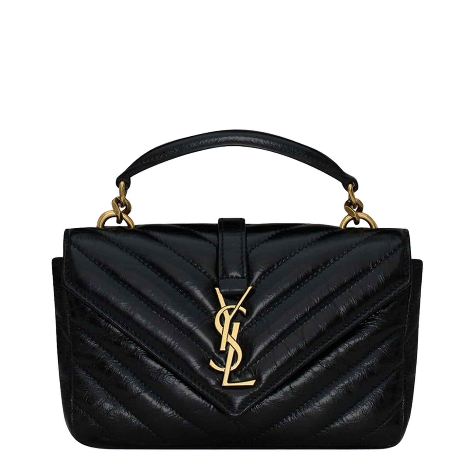 College Mini Leather Shoulder Bags - Black