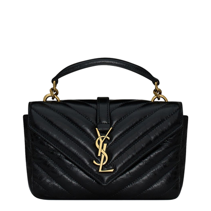 College Mini Leather Shoulder Bags - Black