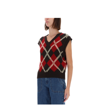 MAYFEYR - Guest In Residence - Argyle Vest - W34427AHBURNTCOCOACOMBO