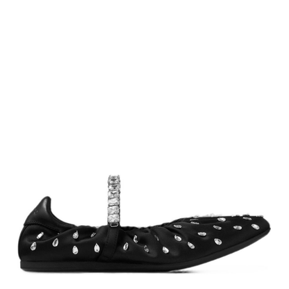 MAYFEYR - Jimmy Choo - Flat Shoes Black - JADEBALLERINAQEPBLACK/CRYSTAL