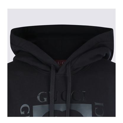 Cotton Jersey Sweatshirt with Print in Black