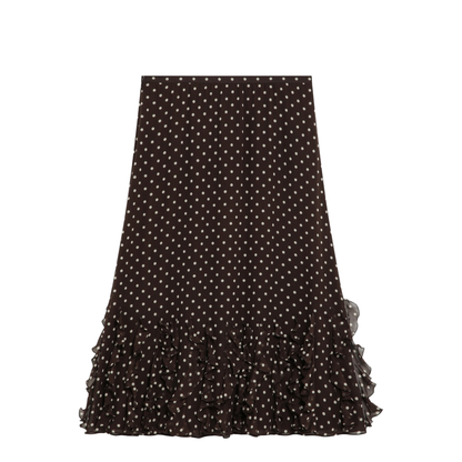 Brown Silk Skirt with Plusdepois Motif