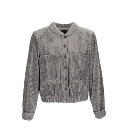 MAYFEYR - Emporio Armani - Grey Corduroy Effect Button Up Coat - EW004840TE21438F8189