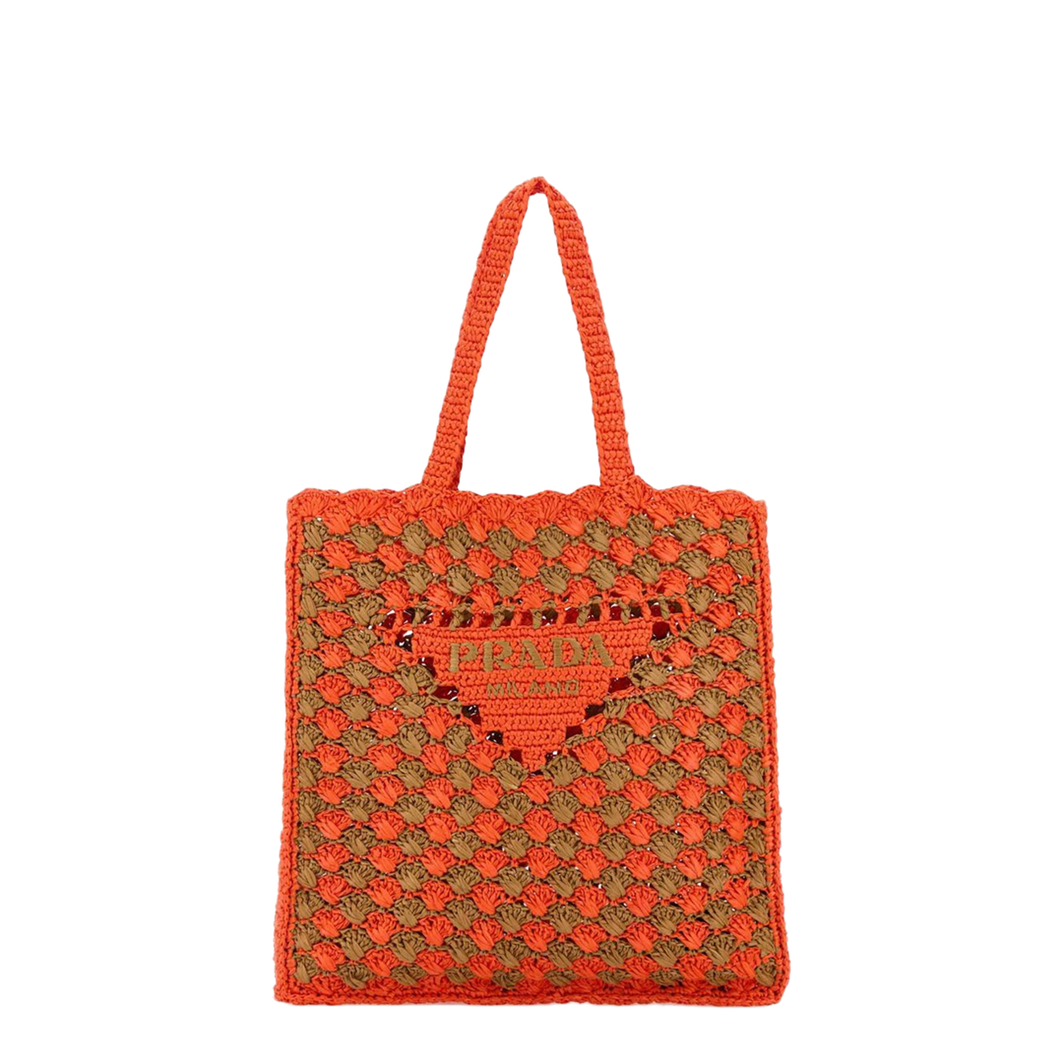 Two-tone Raffia Shopping Bag
