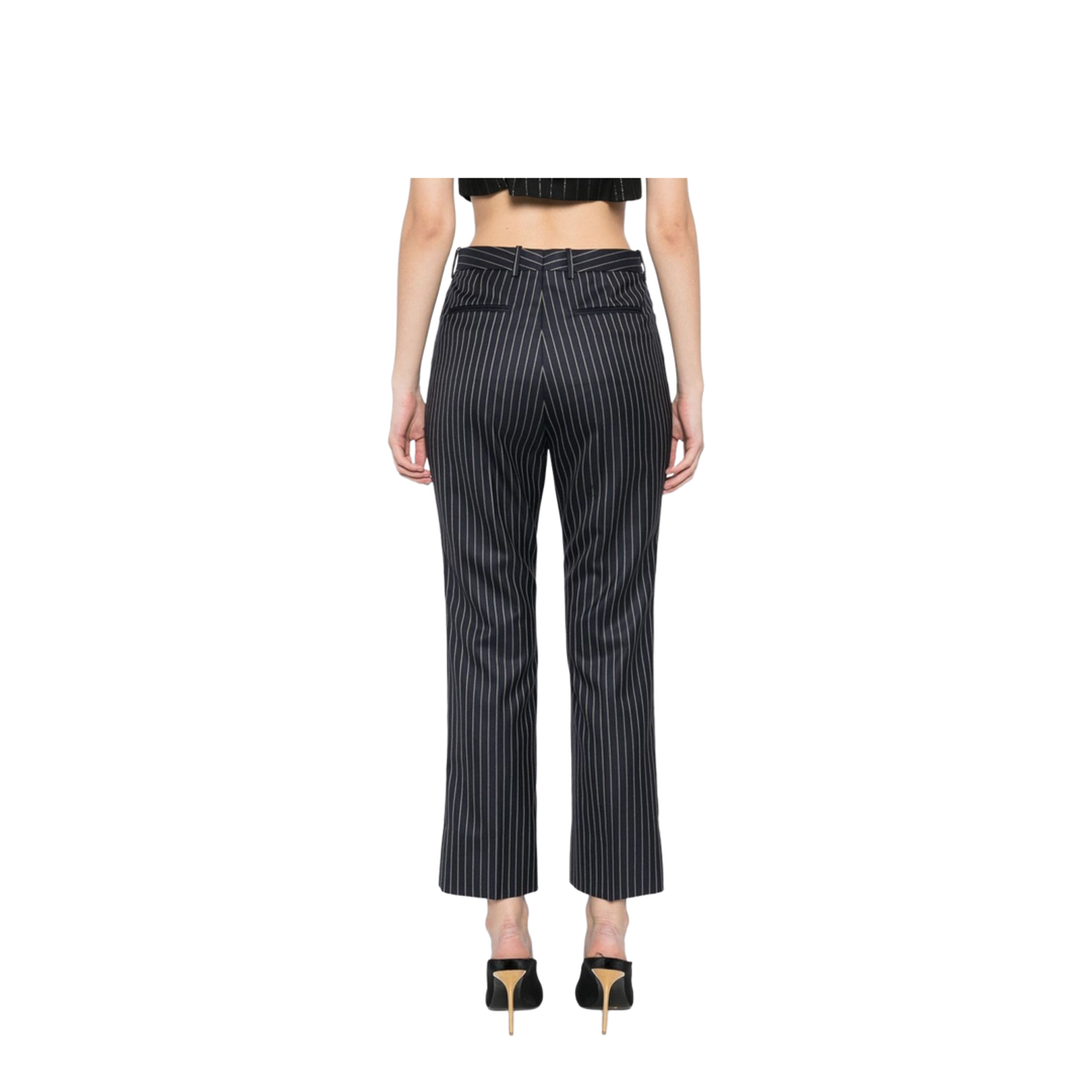 Striped Trousers Navy Wool Tailored Fit
