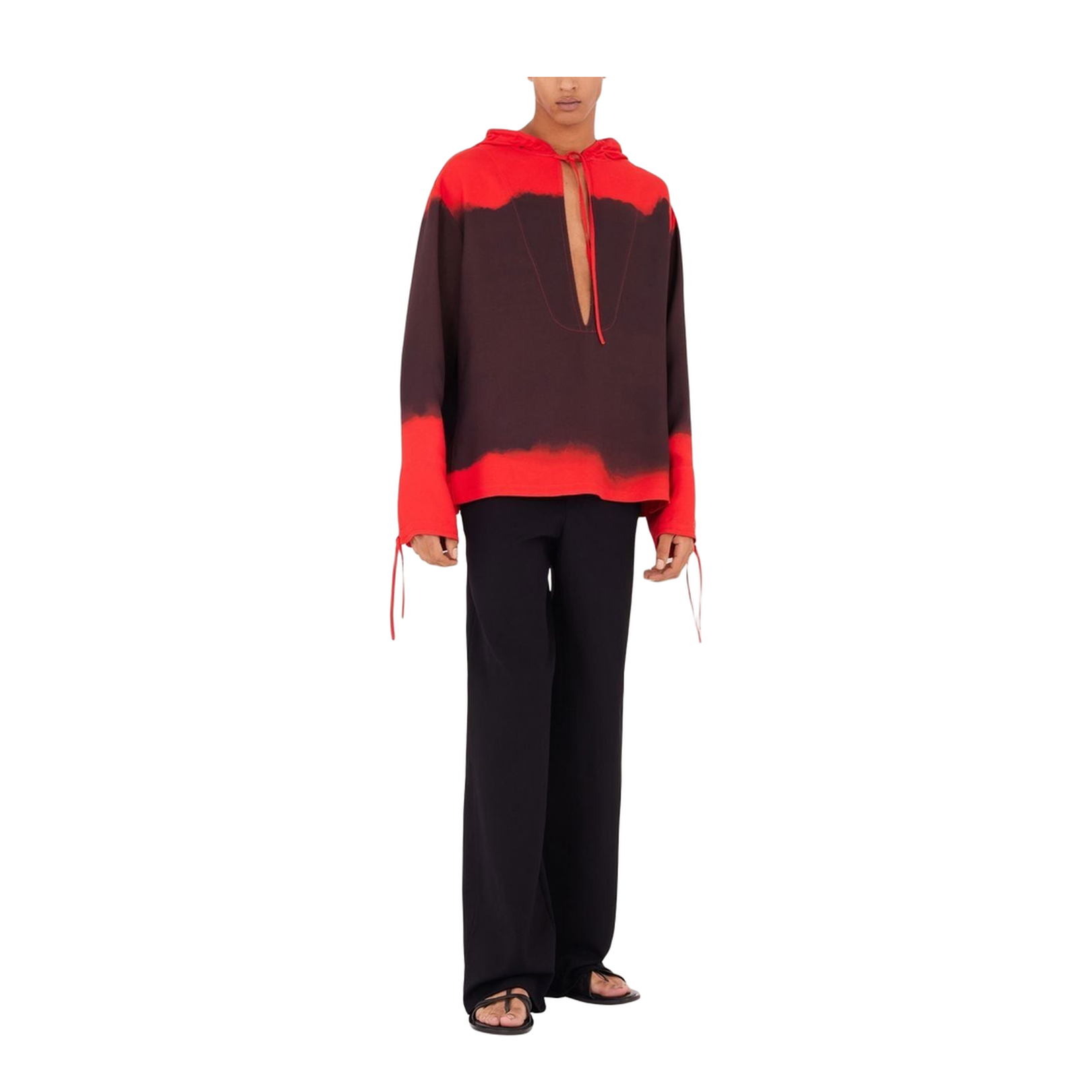 Gradient-Effect Hooded Kaftan
