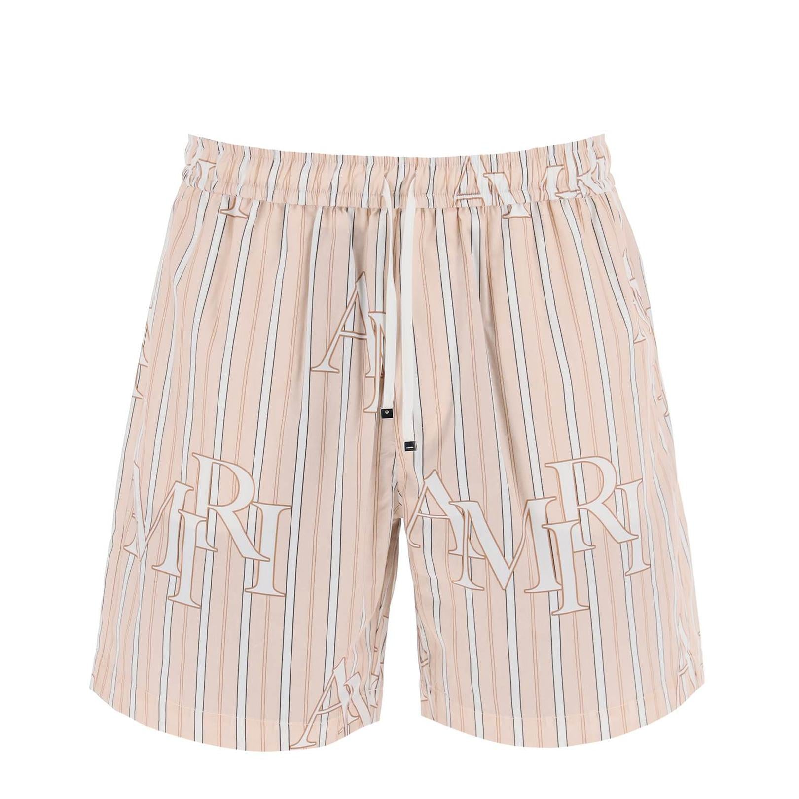 Amiri stripe technical poplin bermuda shorts with logo  "striped