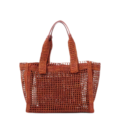 Summer Banana Raffia Tote Bag - Clay Brown