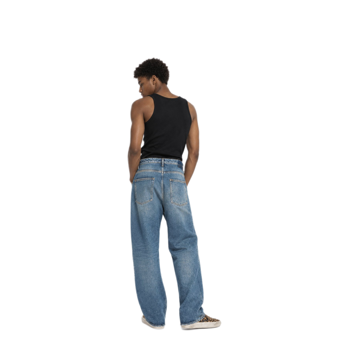 Blue Medium Wash Loose Jeans