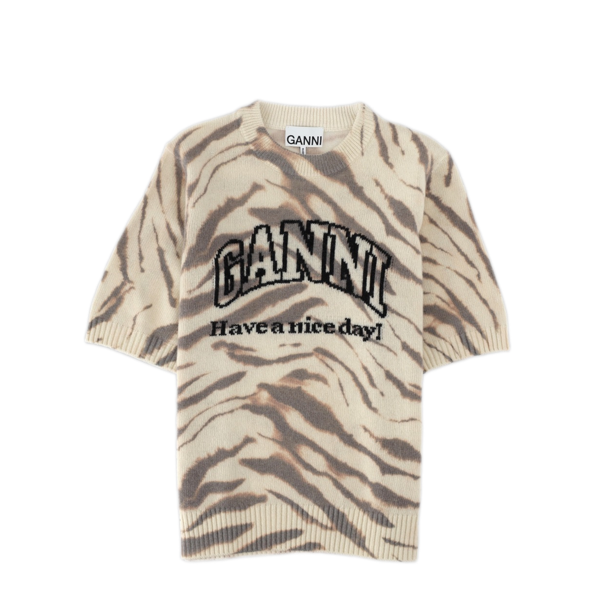 MAYFEYR - Ganni - Slim Fit T Shirt With Allover Print - A1050227135
