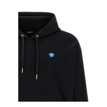 Patch Cotton Hoodie Black