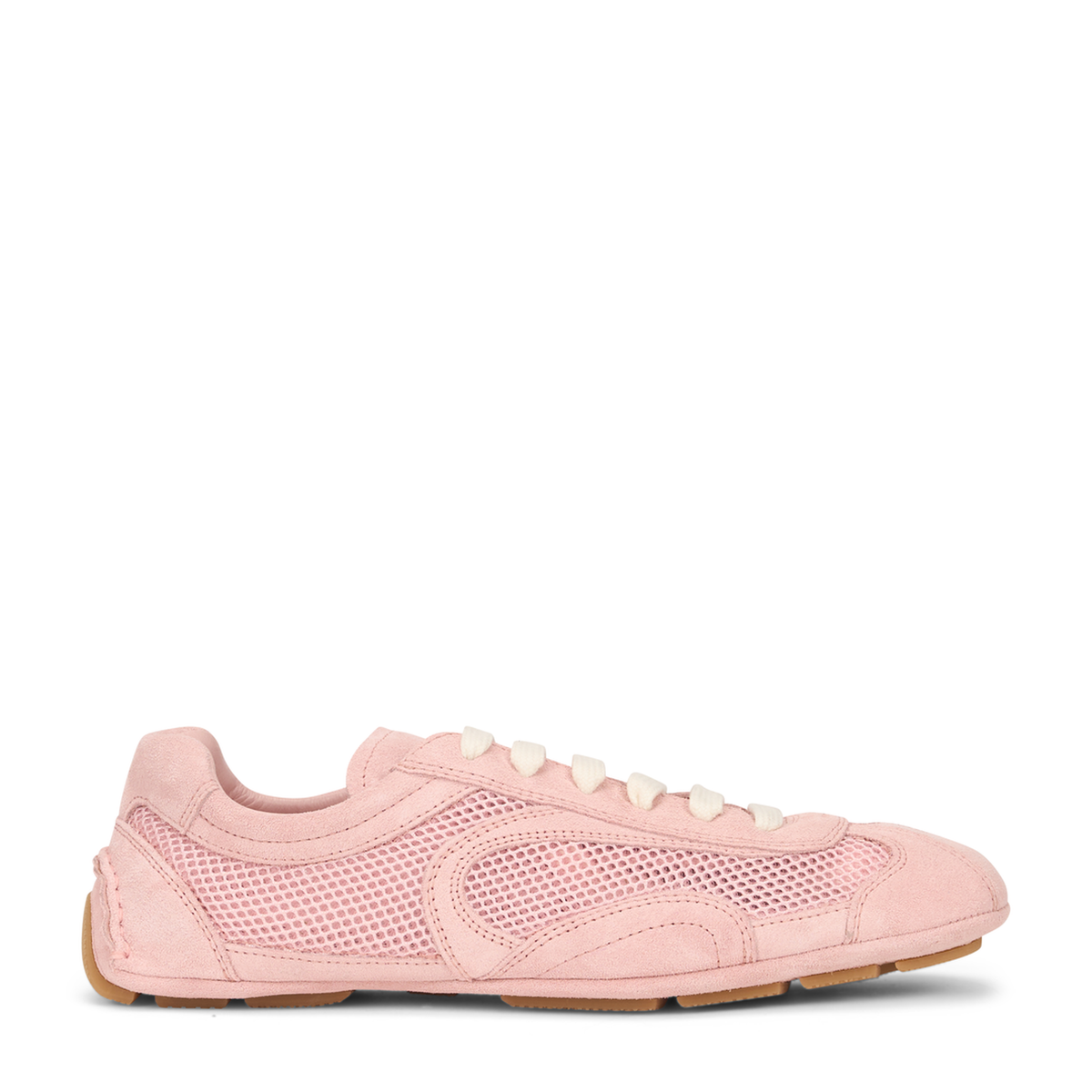 MAYFEYR - Prada - Pink Suede And Mesh Montecarlo Sneakers - 1E247OFD0103D8CF0924