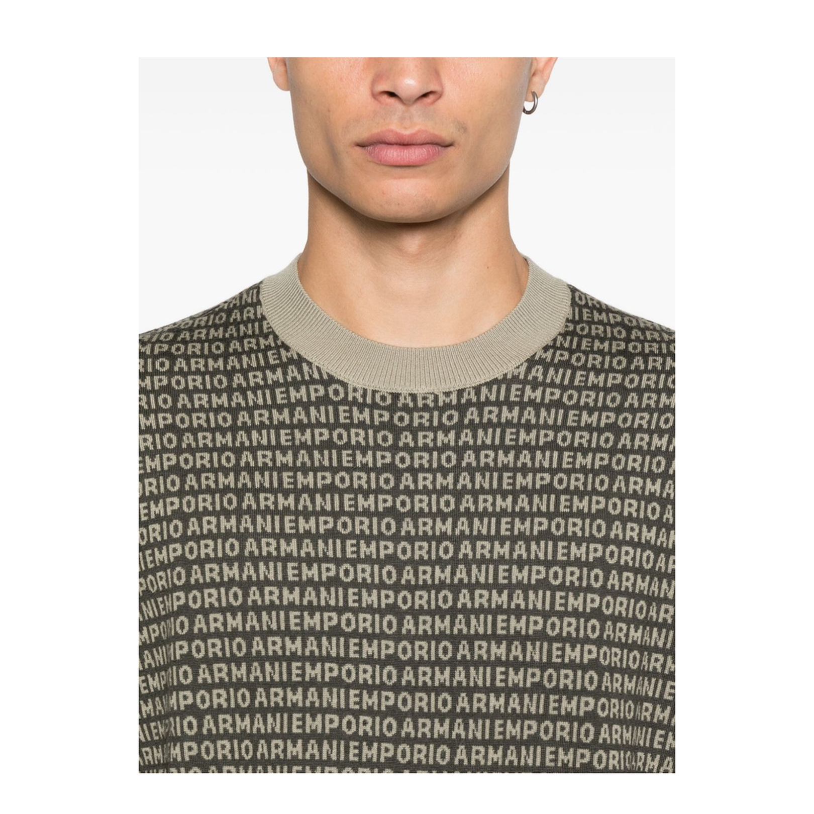Virgin-Wool Jumper with All-Over Jacquard Signature Logo