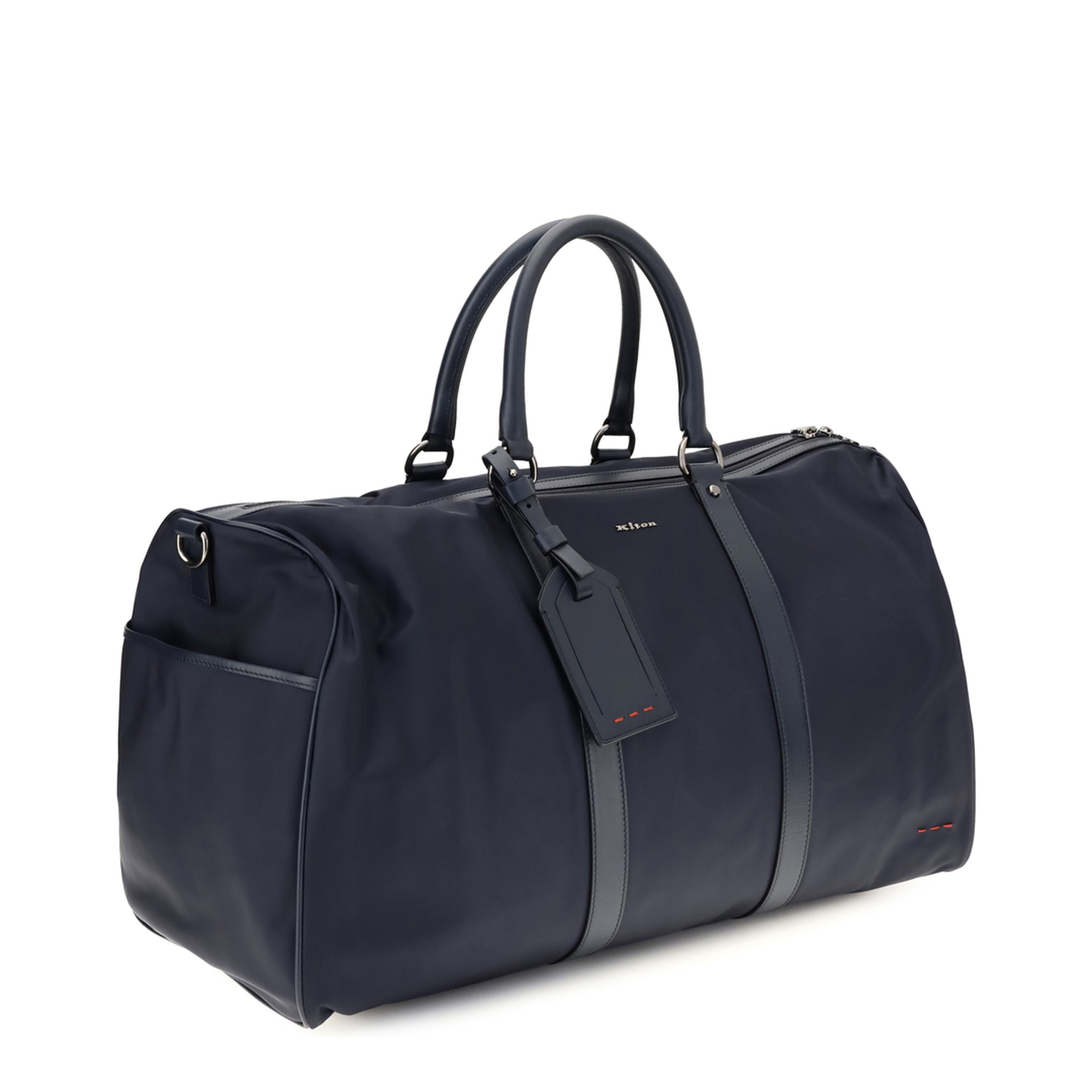 MAYFEYR - Kiton - Leather Trim Travel Duffle Bag - UBA0158N0127002BLUNAVY