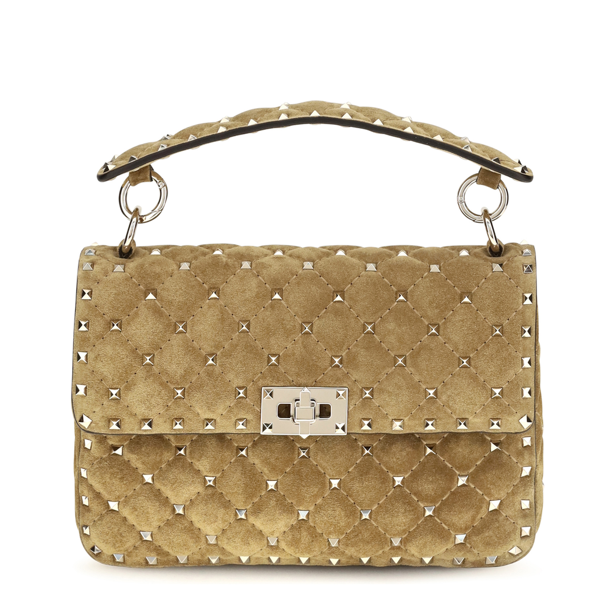 MAYFEYR - Valentino - Medium Rockstud Spike Suede Top Handle Bag - 9W2B0122KQQRDX
