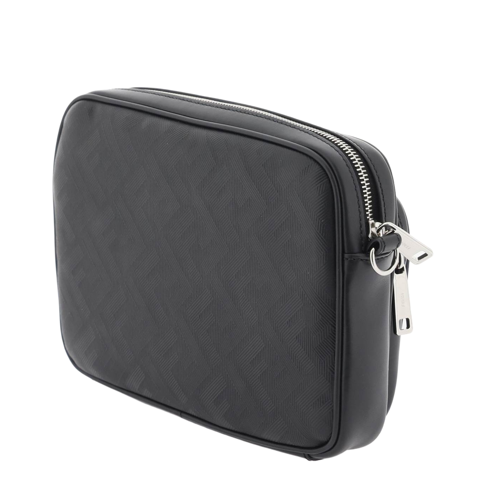 Diagonal Leather Crossbody Bags - Black