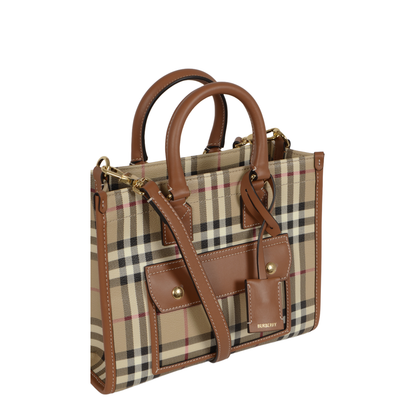 Mini Freya Tote Bag Check Coated Cotton Blend