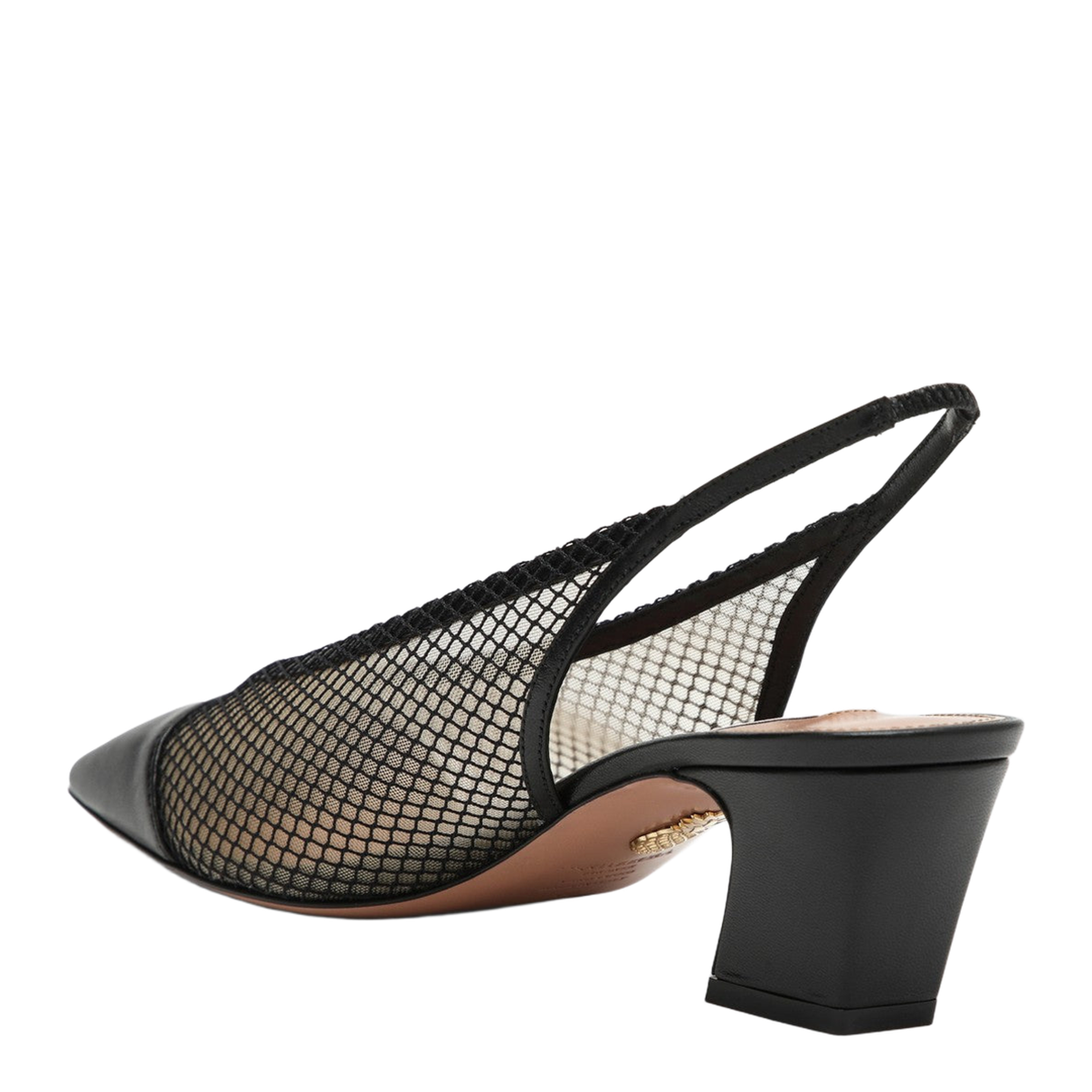 Margot Black Slingbacks in Mesh and Leather