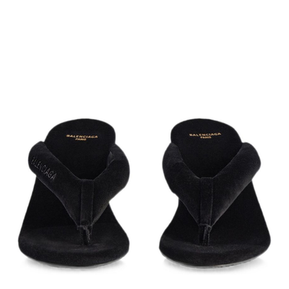 MAYFEYR - Balenciaga - Black Stretch Velvet Thong Sandals - 876727WCDQ01000