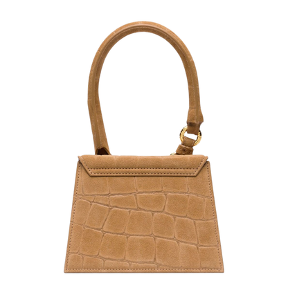 Foldover Top Handbag in Camel Brown