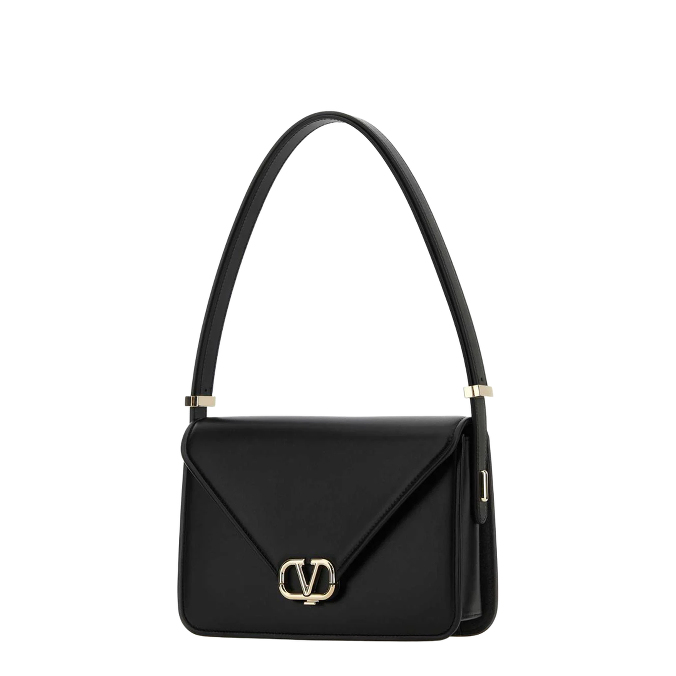 Garavani Black Leather Vlogo Shoulder Bag