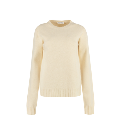 Crew-Neck Wool Sweater Beige