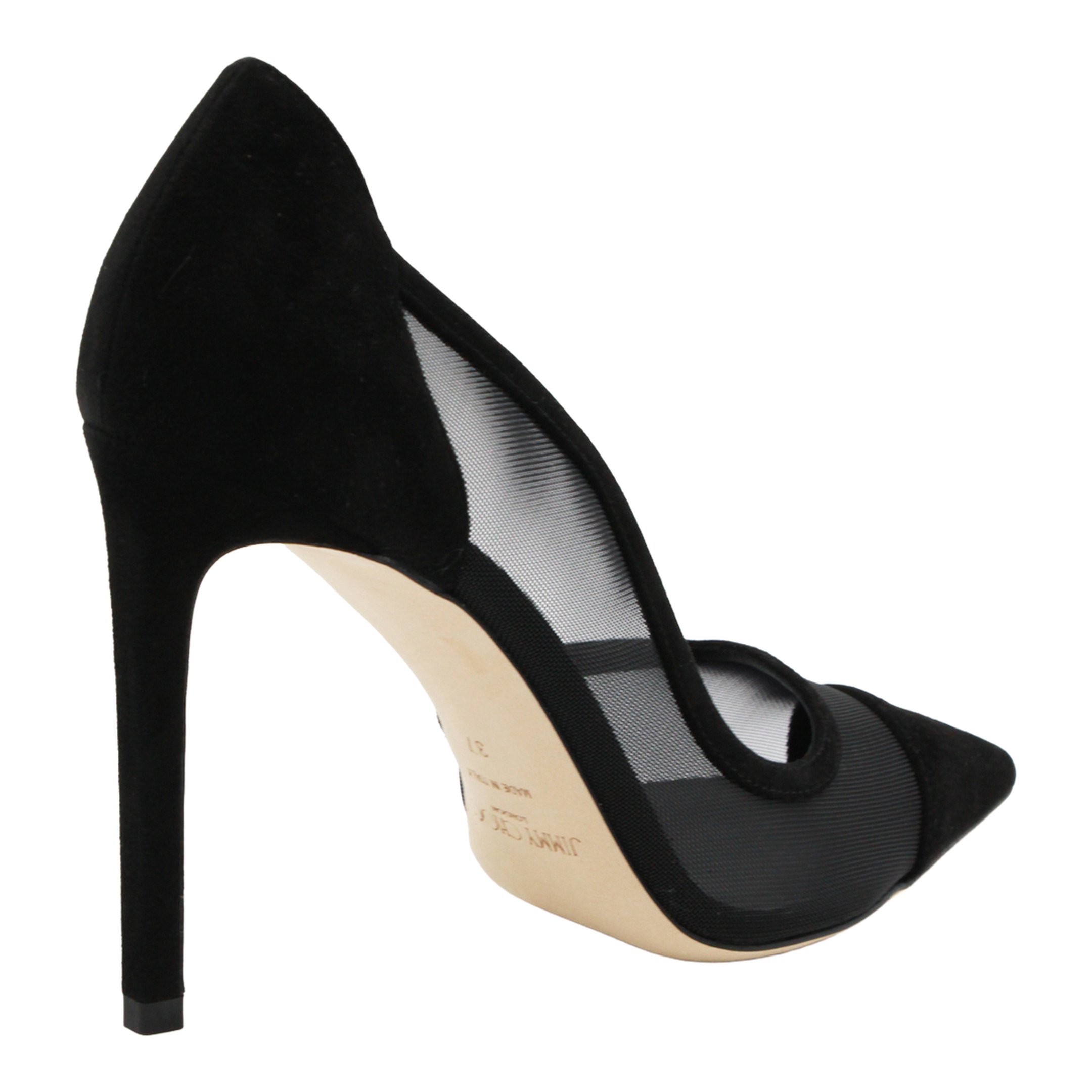 Brigitte 100 Pumps in Black Suede and Mesh