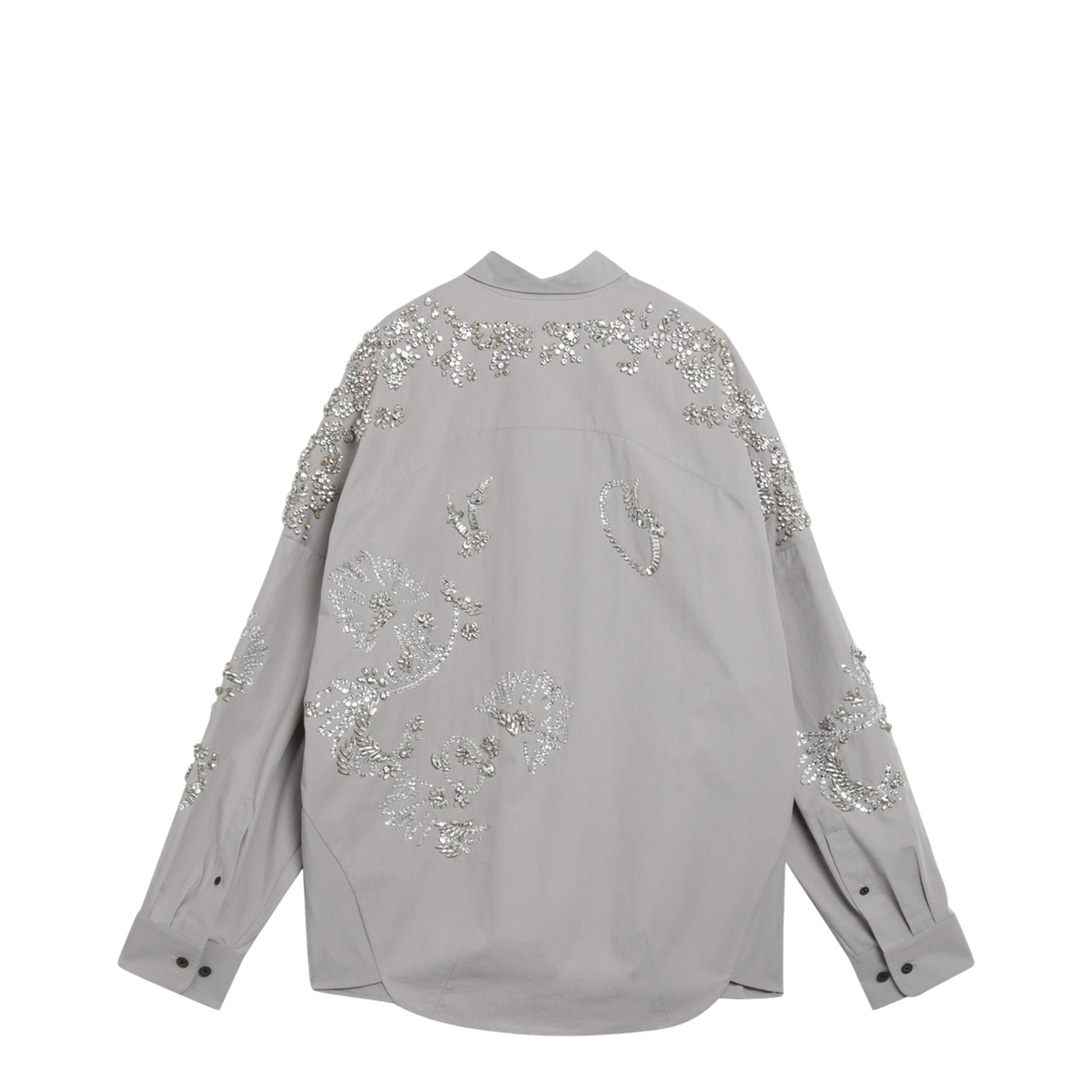 MAYFEYR - Dries Van Noten - Grey Shirt With Sequin Embroidery - 107593309800