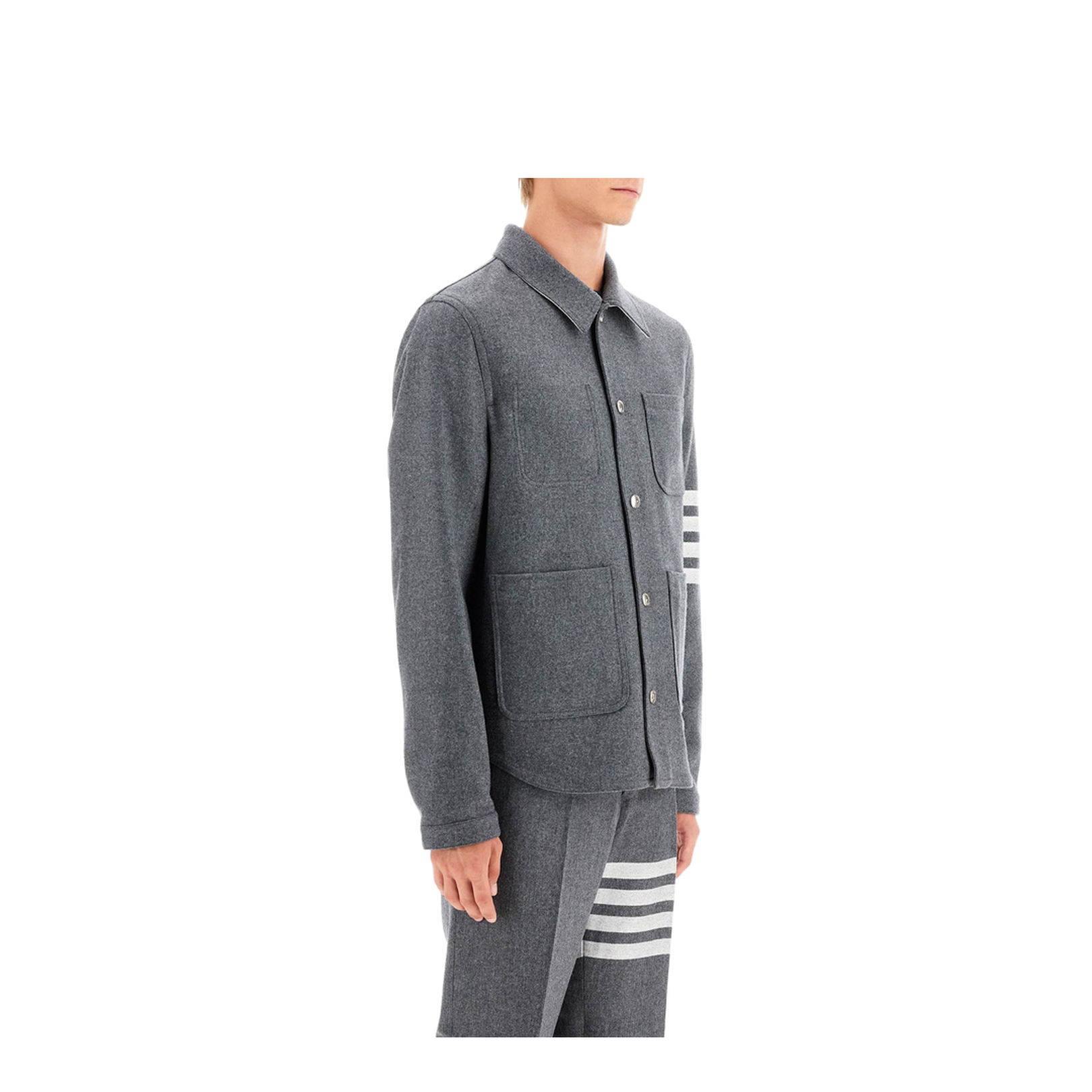 Thom Browne '4 Bar' Grey Wool Blend Jacket
