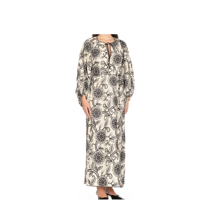 Floral Linen Dress with V-Neck