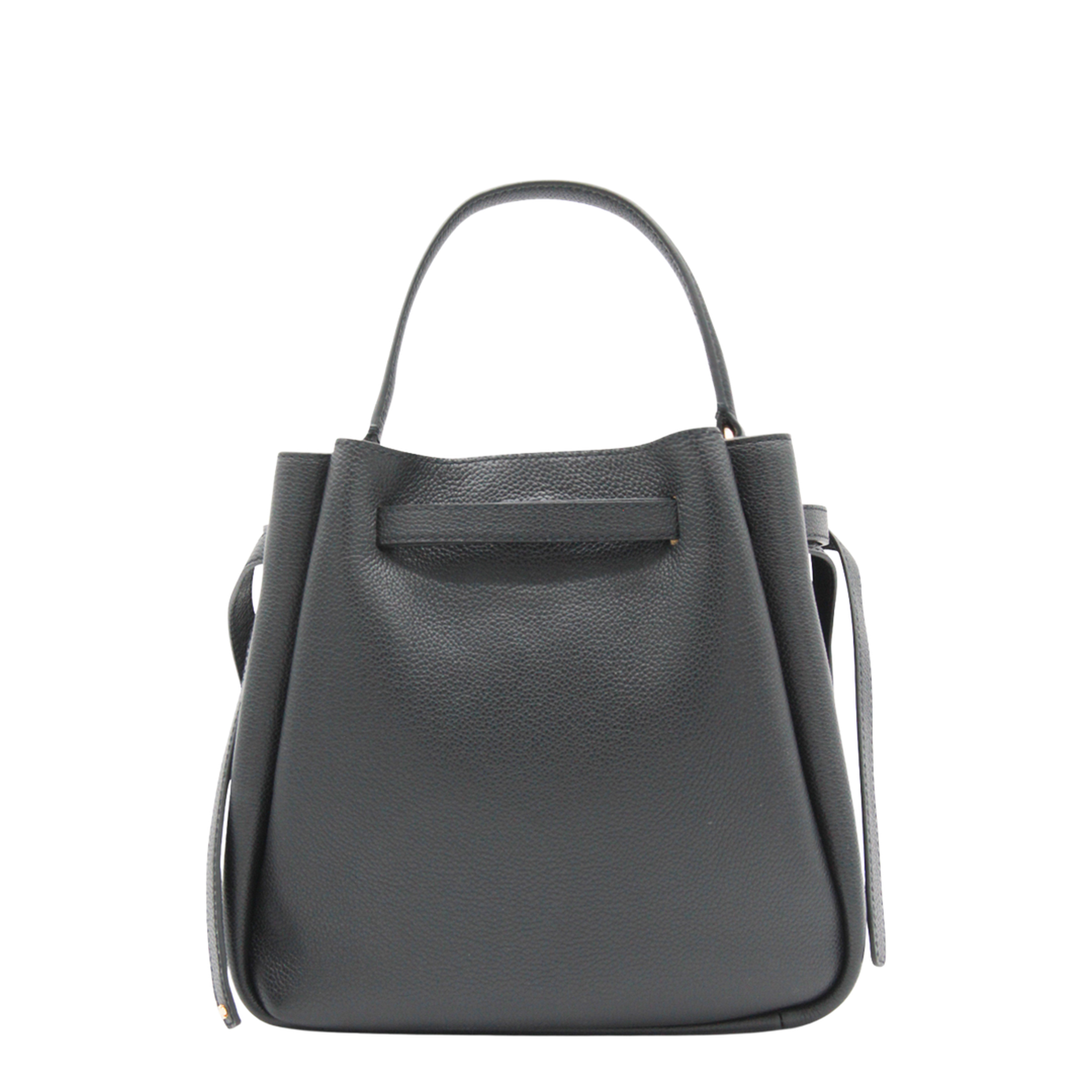 Romy Pebbled Leather Bucket Bag - Black