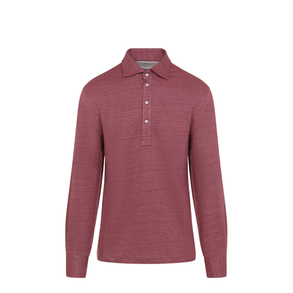 MAYFEYR - Brunello Cucinelli - Long-Sleeve Polo In Mélange Linen And Cotton Jersey - MR8273914