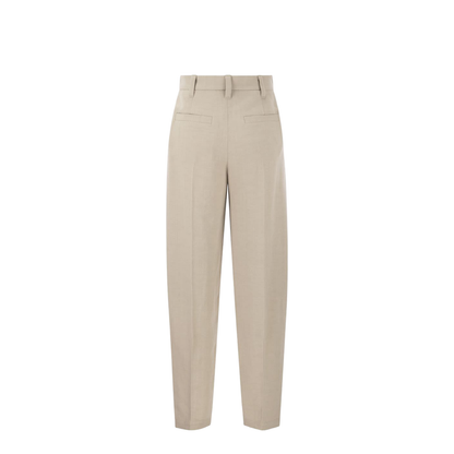 Curved Viscose and Linen Trousers