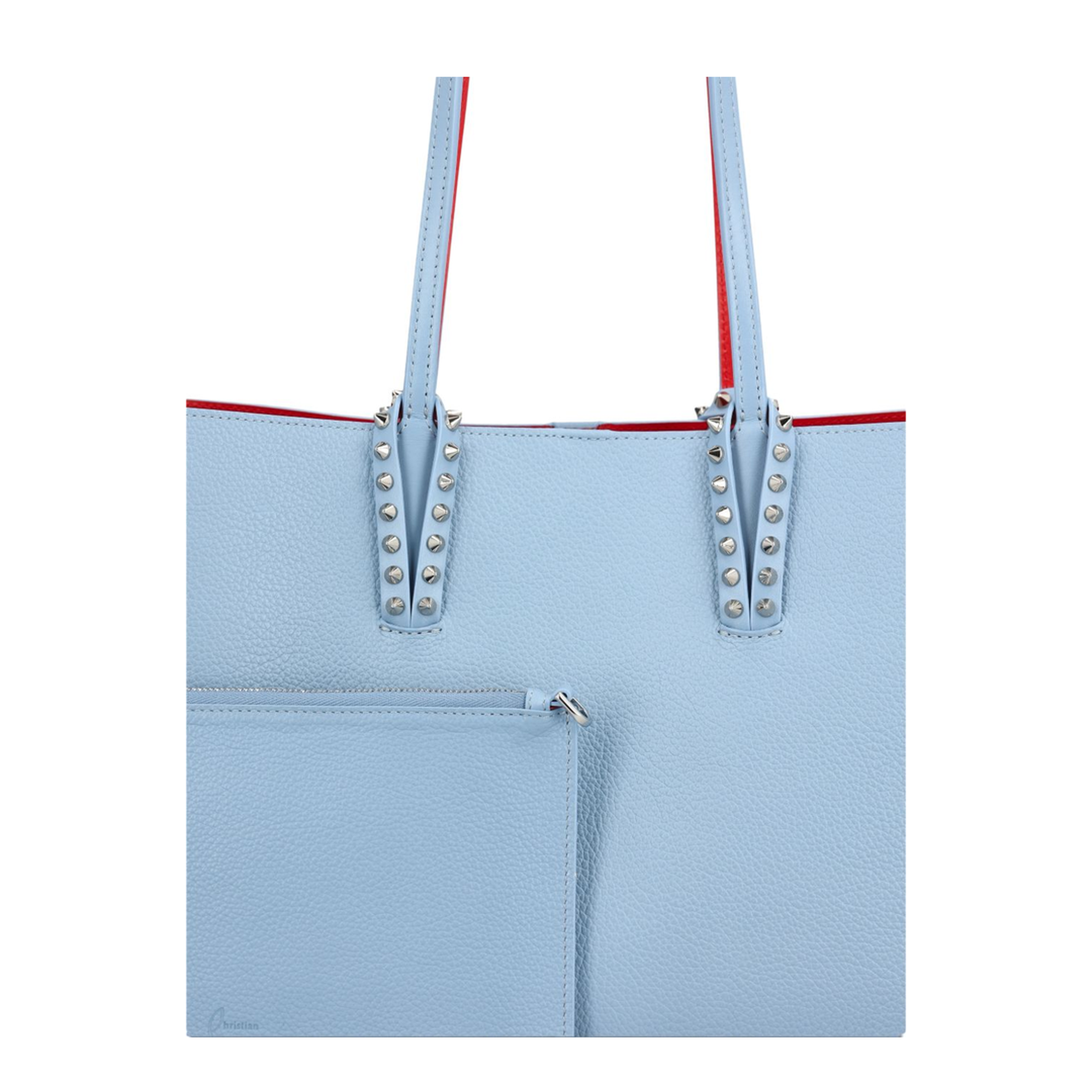 Cabata Small Grained Calf Leather Tote - Ceruleo / Silver