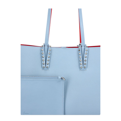 Cabata Small Grained Calf Leather Tote - Ceruleo / Silver