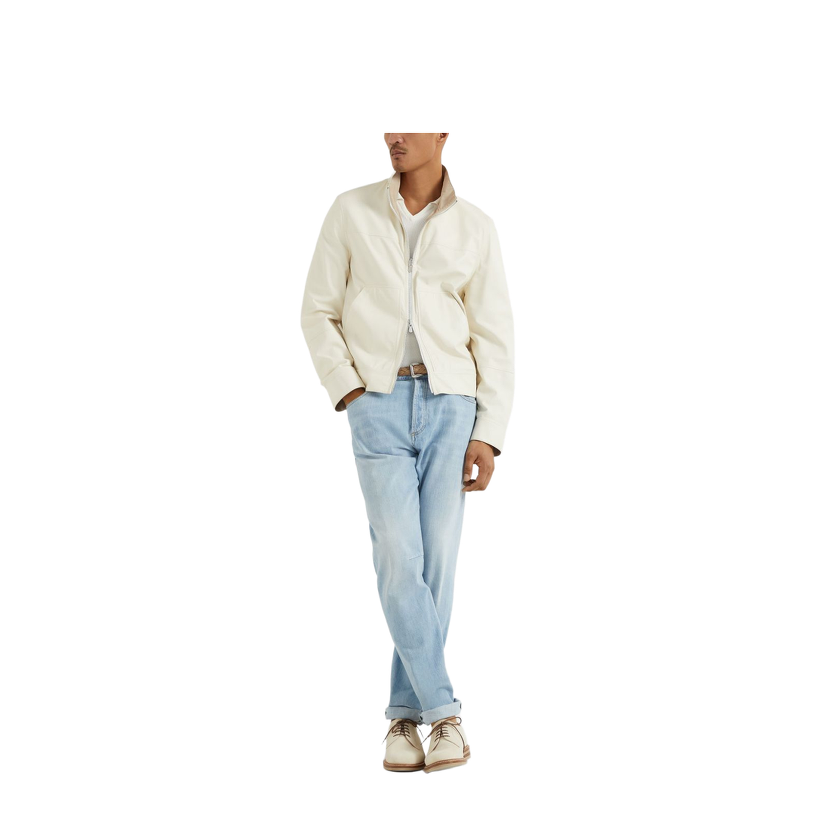 Bonded Nappa Leather Reversible Bomber Jacket