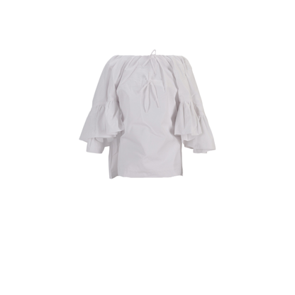 MAYFEYR - MERYLL ROGGE - Top With Back Drape And Ruffle Sleeves - 500559WS25WHITE