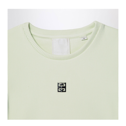 Light Green Ribbed Cropped T-Shirt