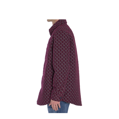 Burgundy Bouclé Padded Shirt