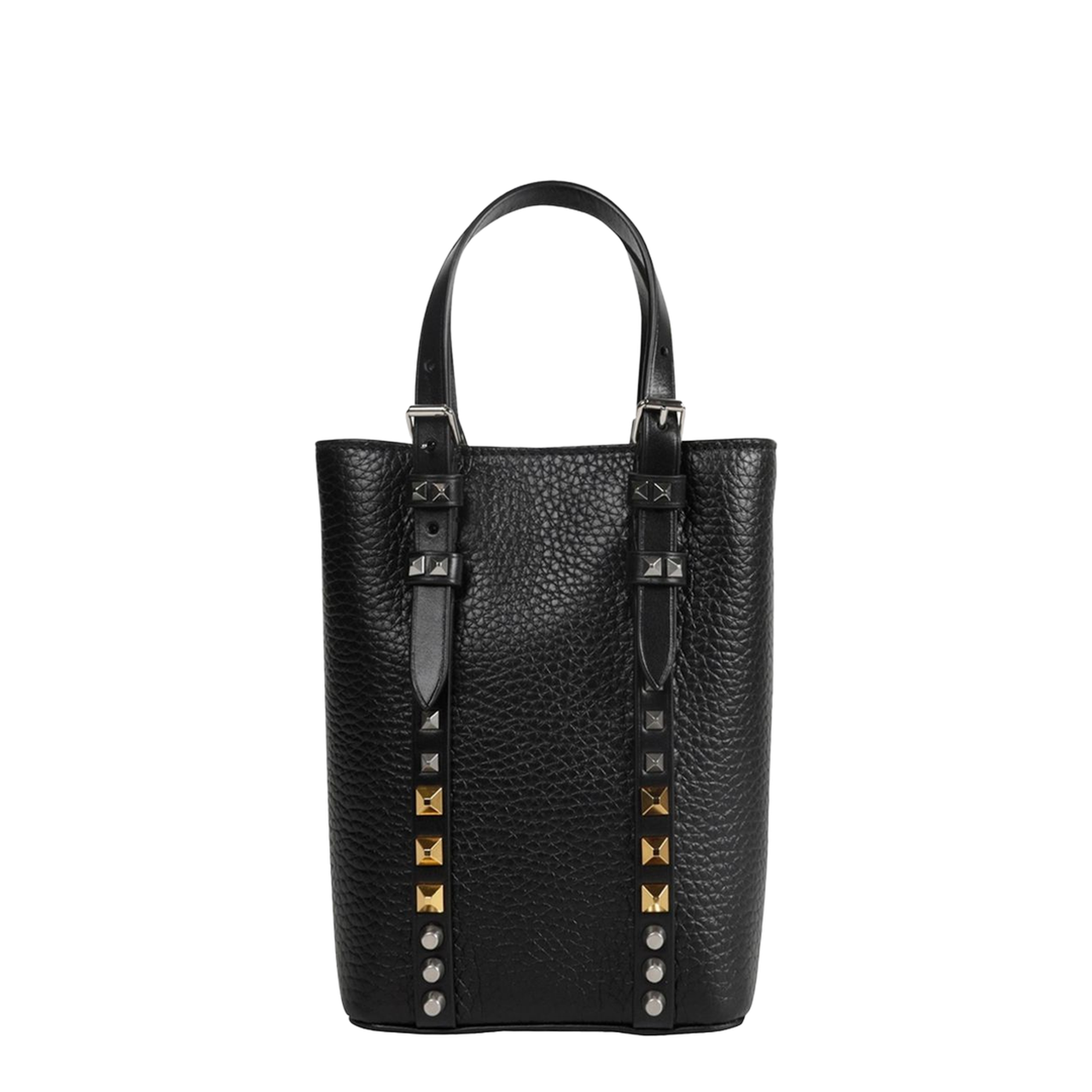 Rockstud Leather Mini Tote Bag - Black