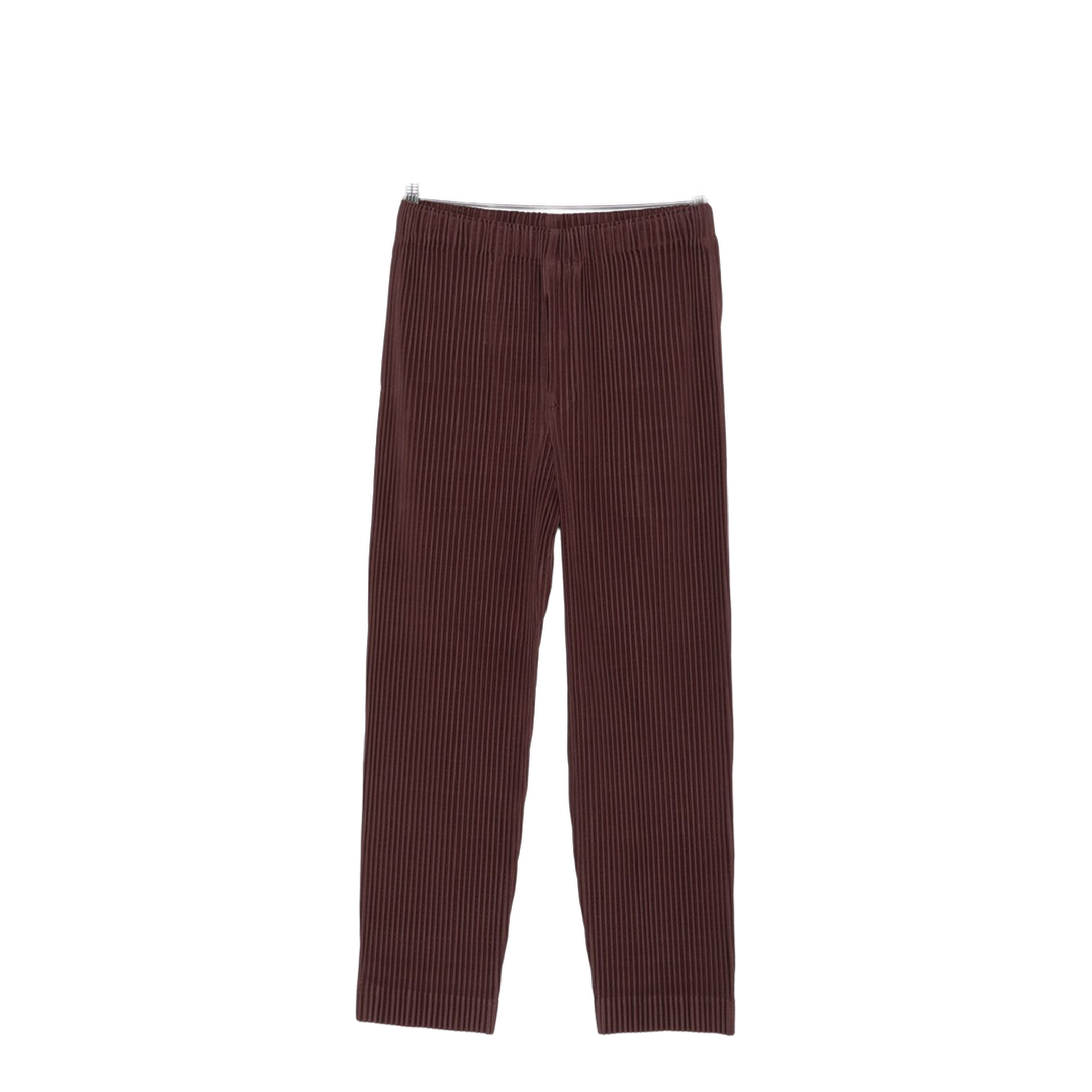 Brown Pleated Design Cropped Pants