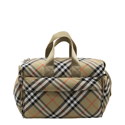 Polyamide Zipped Checked Changing Bag - Beige