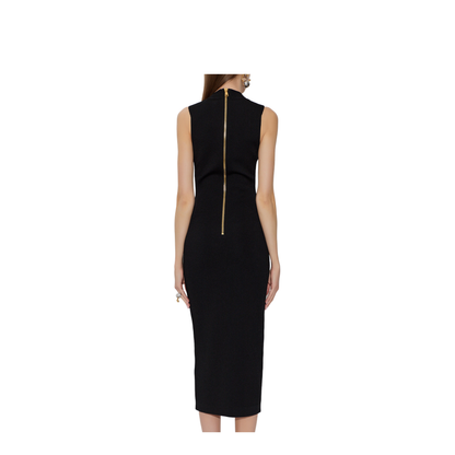 Deep V-Neckline Dress Black