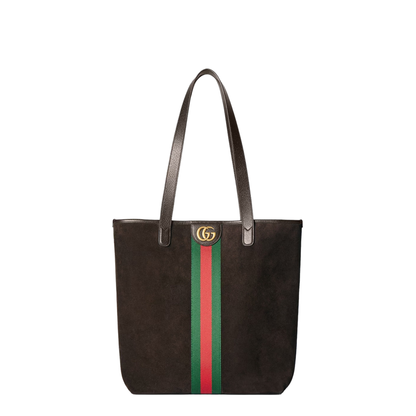 Ophidia Medium Tote Bag in Dark Brown Suede