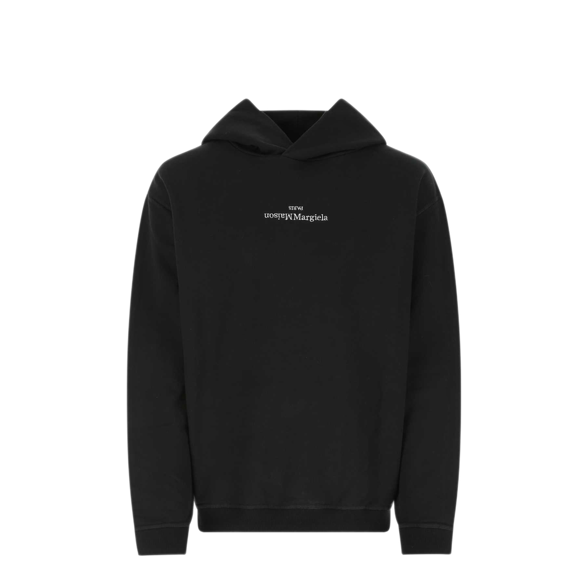 Black Cotton Hooded Sweatshirt