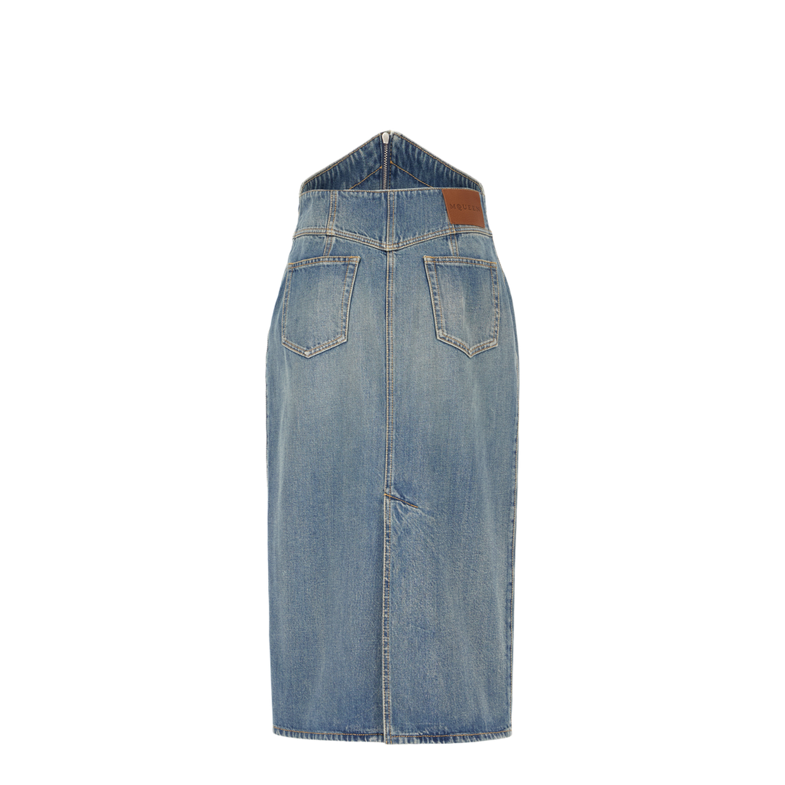Denim High Waisted Long Skirt
