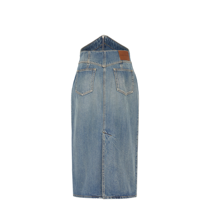 Denim High Waisted Long Skirt