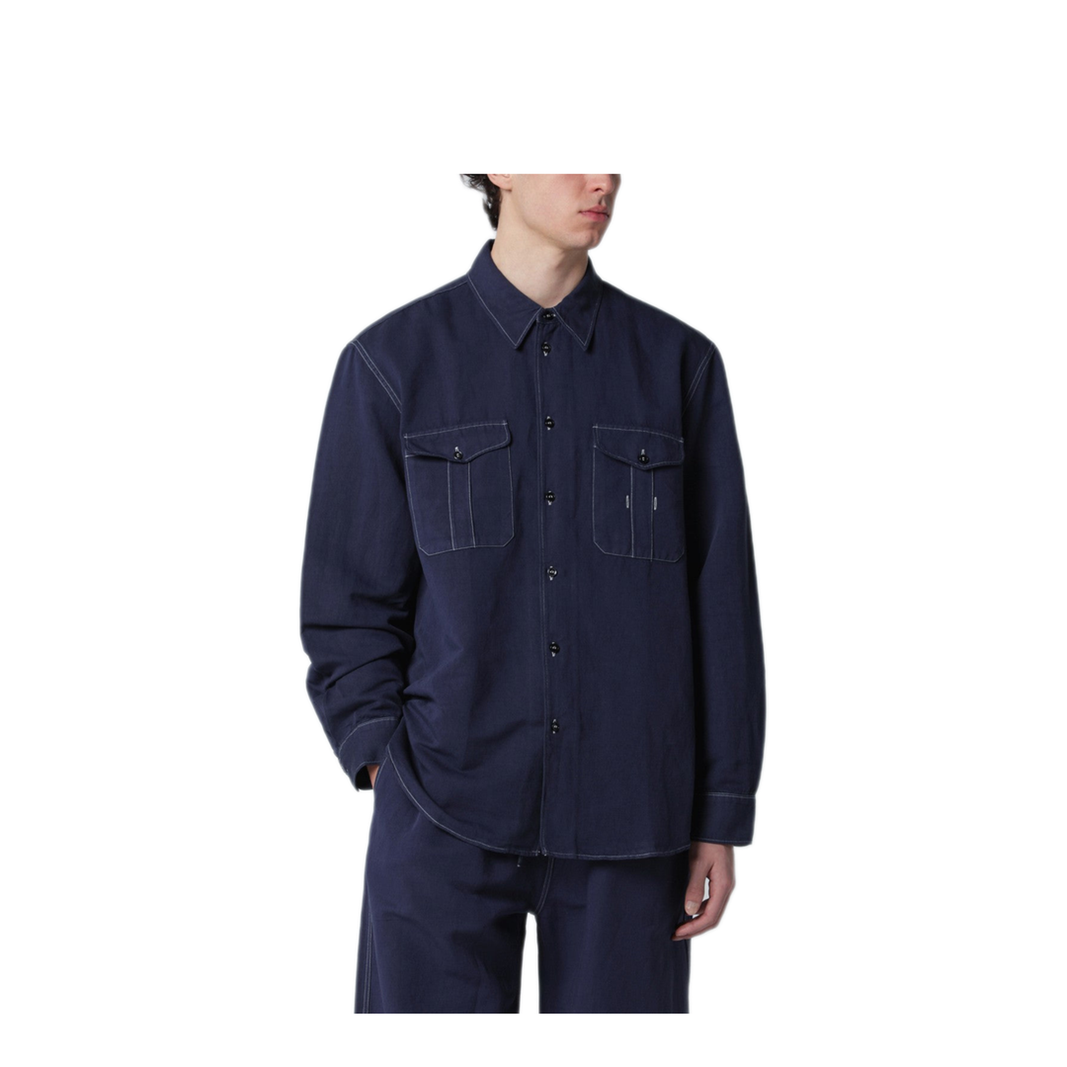 MAYFEYR - Studio Nicholson - Louro Shirt Indigo Blue Cotton Linen - LOUROSNM1478IN