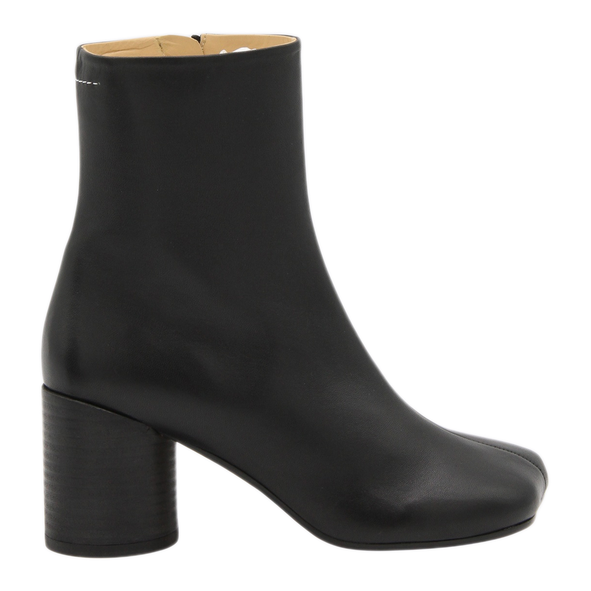 Black Leather Zipped Ankle Boots