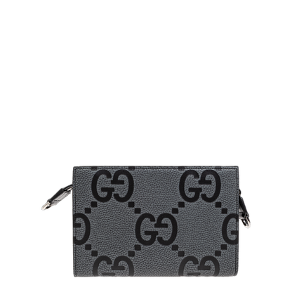 GG Jumbo Small Leather Crossbody Bag - Gray